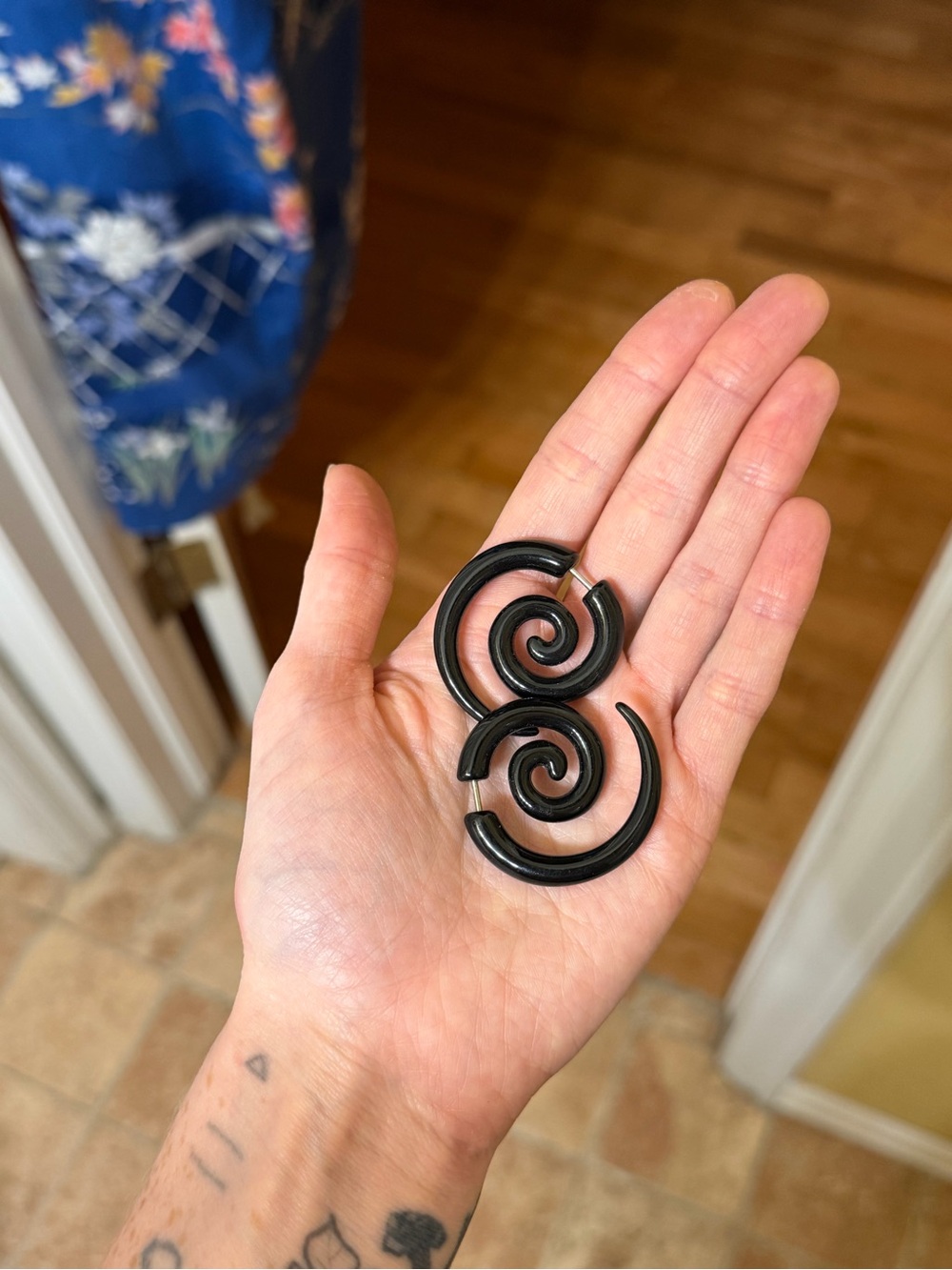spiral twist on black earrings
